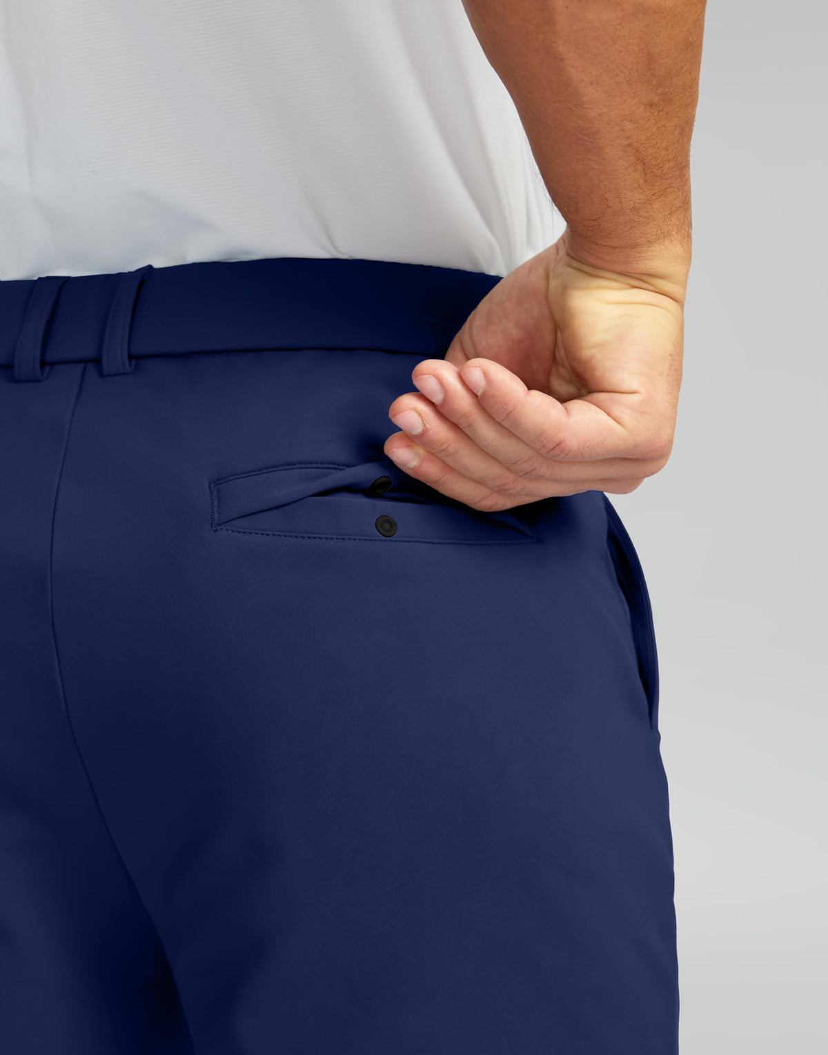 Soothfeel navy winter pants with zip fly and belt loops for durable wear.