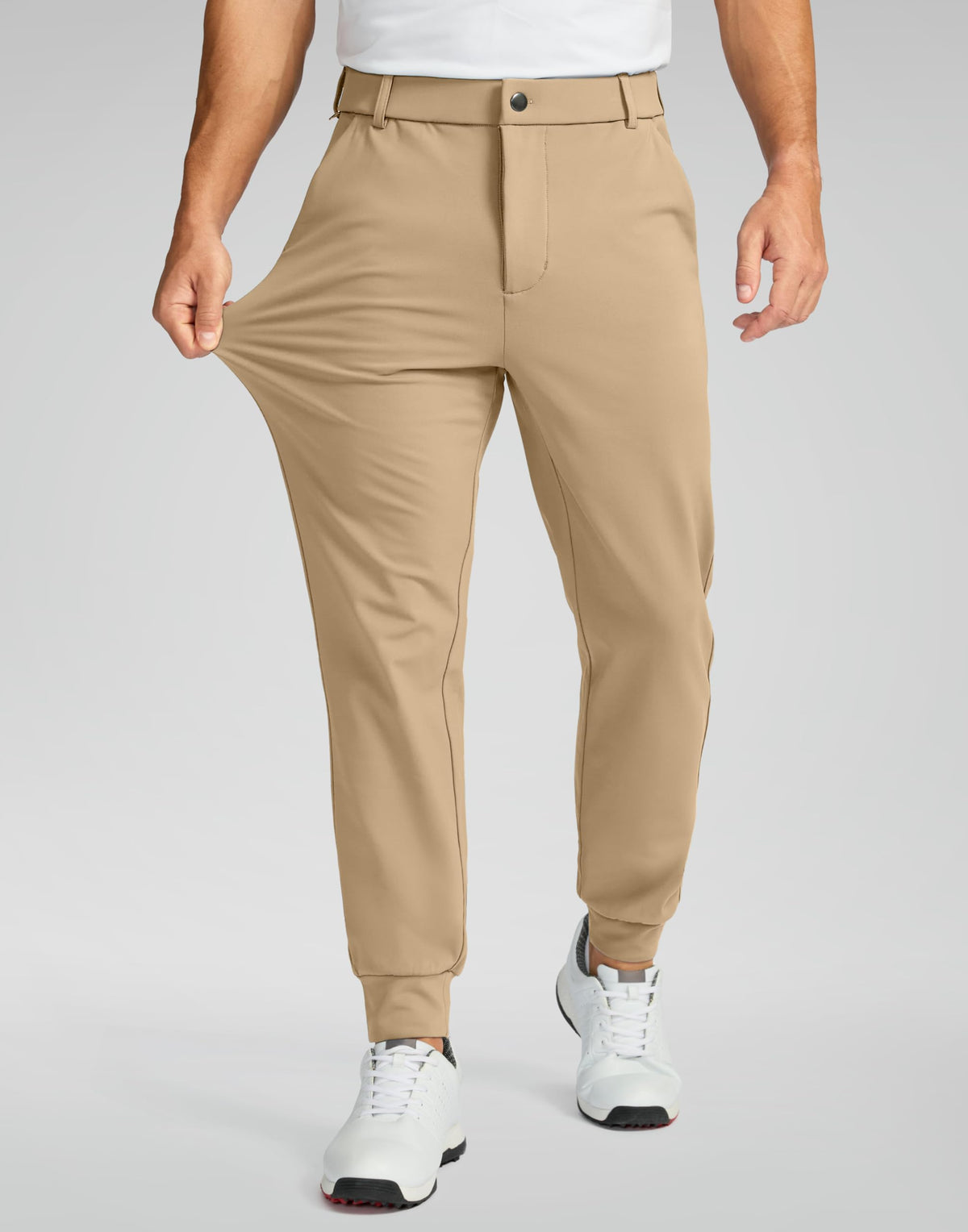 Soothfeel winter pants elastic waist with belt loops for secure fit.