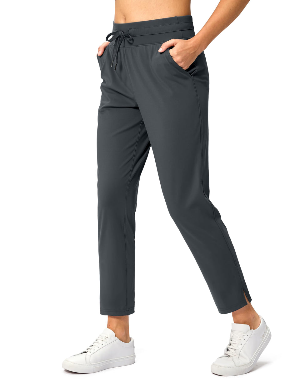 Soothfeel women's pants front view showing 7/8 stretch and high-waisted fit for daily comfort.