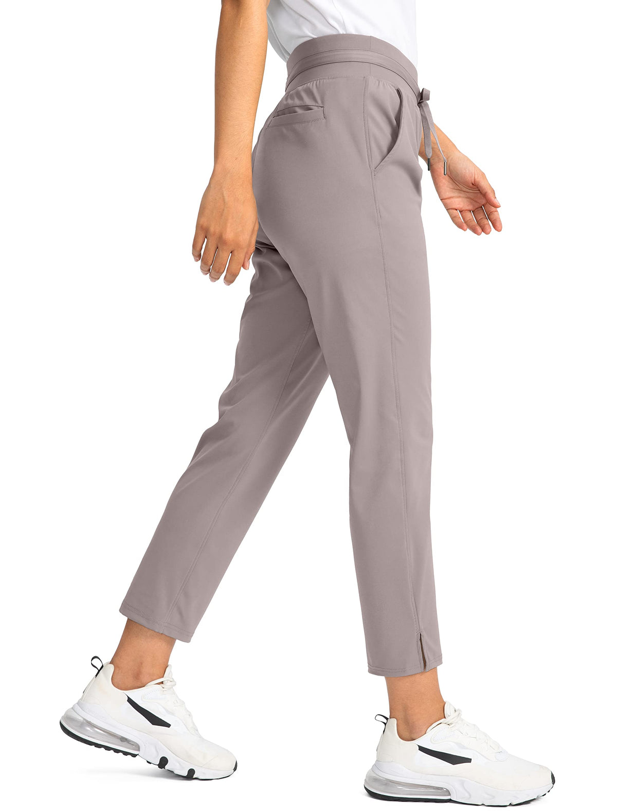Soothfeel pants fabric stretch close-up illustrating 4-way stretch for comfortable movement.