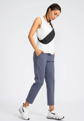 Soothfeel high-waisted pants with elastic drawstring for customizable fit