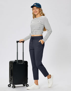 Soothfeel navy blue pants suit office and travel with breathable stretch fabric