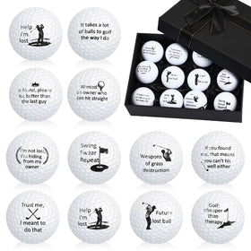 Soulchen 12-piece funny golf balls gift set in a sleek black box