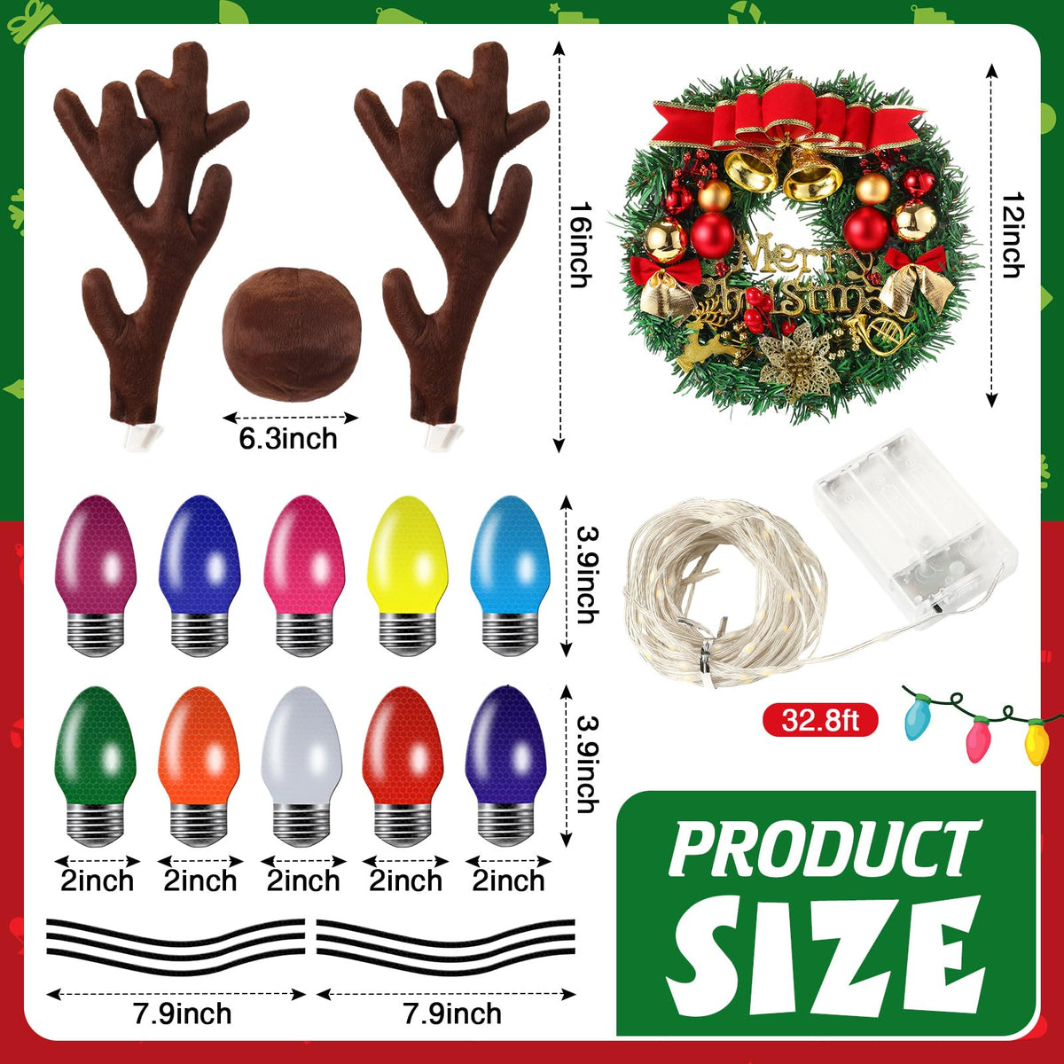 Soulchen Christmas antler nose enhances golf cart theme with holiday charm.