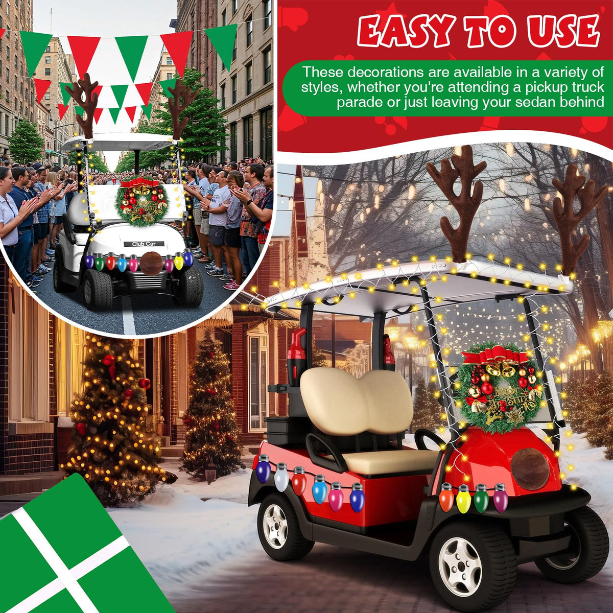 Soulchen Christmas cart decorations set offers a cohesive holiday look for rides.