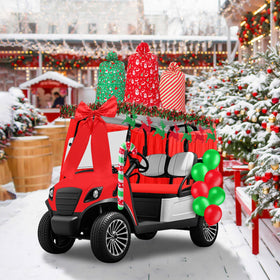 Soulchen giant-bow provides a bold focal point for photo-worthy golf cart setups.