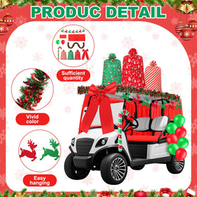 Soulchen Christmas golf cart red-banner communicates holiday spirit and catches attention during parades.