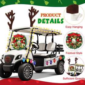 Soulchen Christmas wreath decor accents golf cart with a warm, inviting look.