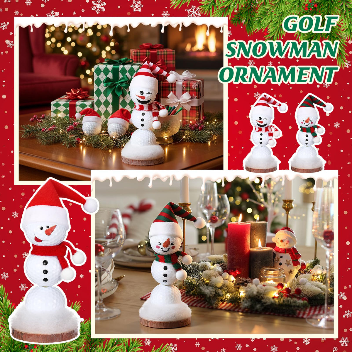 Soulchen golf snowman ornament kit pinewood base for sturdy display.