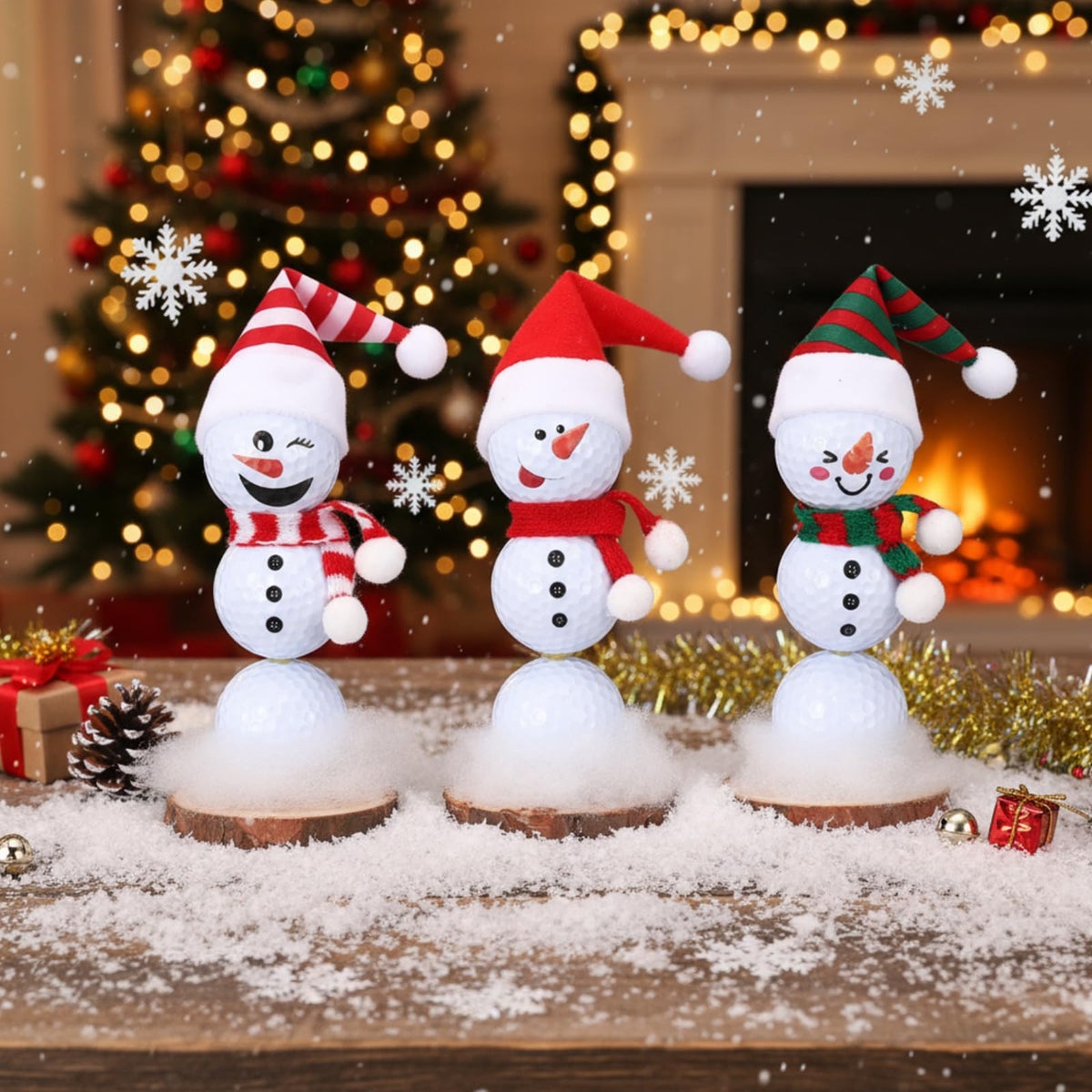 Soulchen golf snowman ornament kit scarves provide playful winter accents.