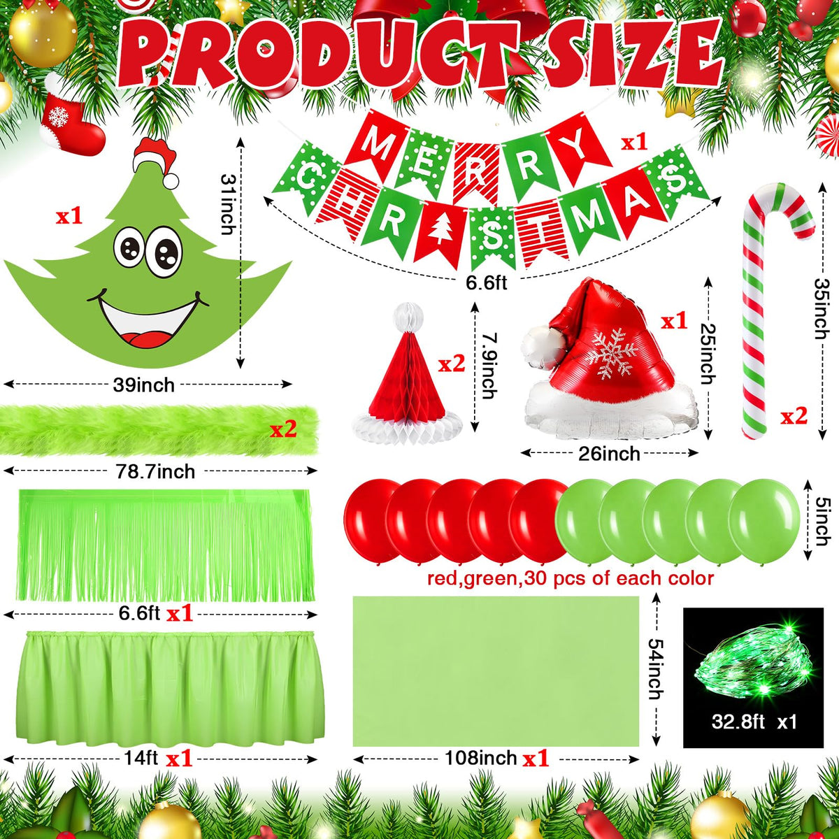 Soulchen green and red balloon bulk kit for vibrant golf cart decor.