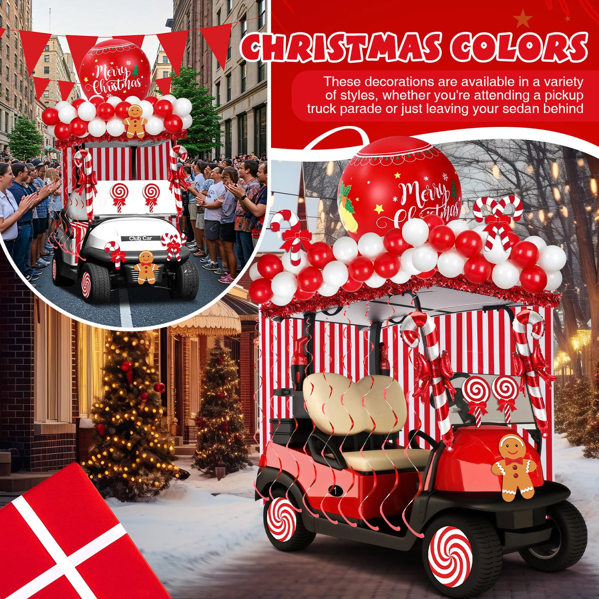 Soulchen red white wheel candy PVC accents enhance the festive look.