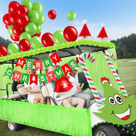 Soulchen Santa hat balloons introduce whimsical holiday accents.