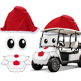 Soulchen Santa hat car cover adds festive charm to any golf cart parade.