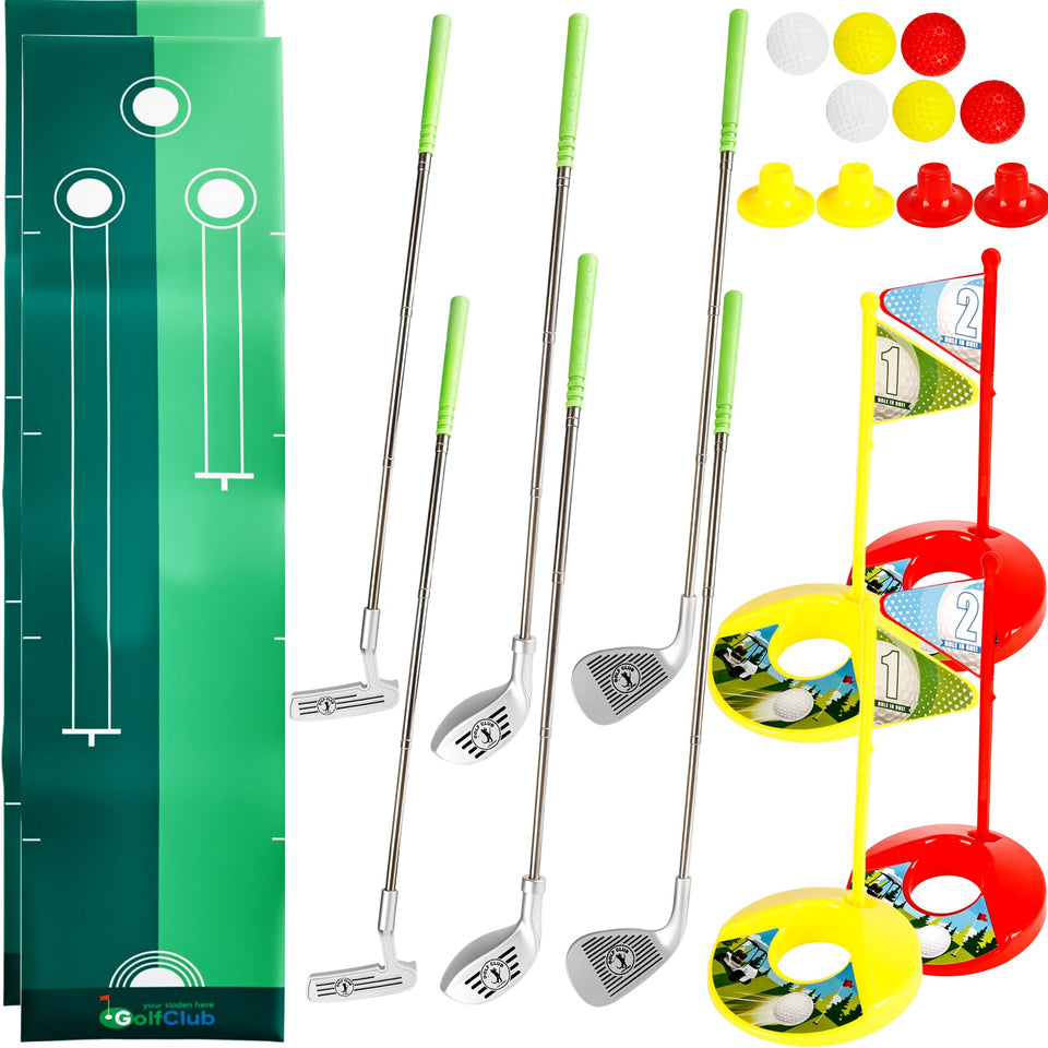 Spaluck mini golf set with six clubs for indoor and outdoor play.