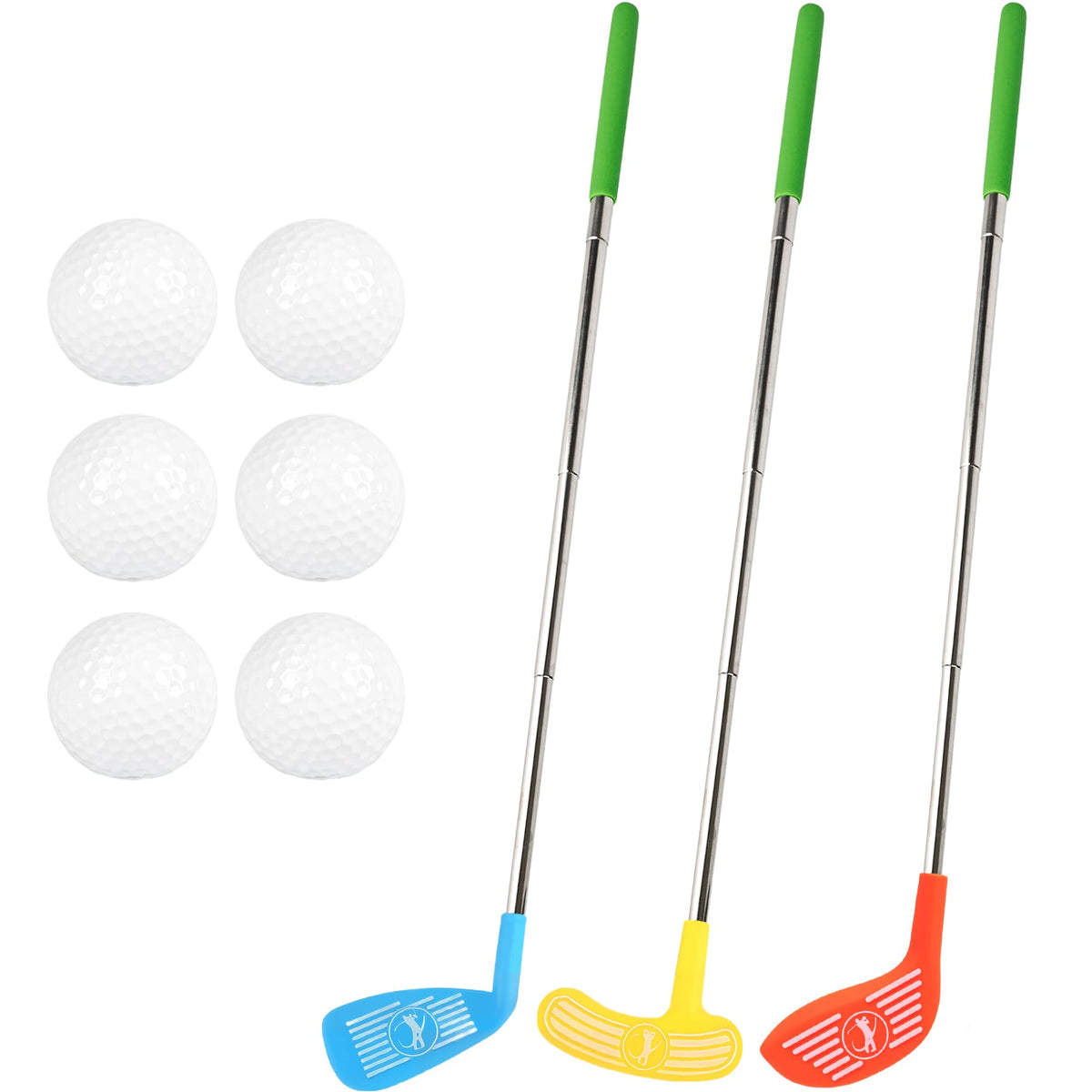 Spaluck mini golf clubs retracted for compact storage and kid-friendly grip.