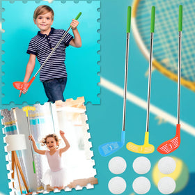 Spaluck golf set adjustable length to fit kids of different heights.