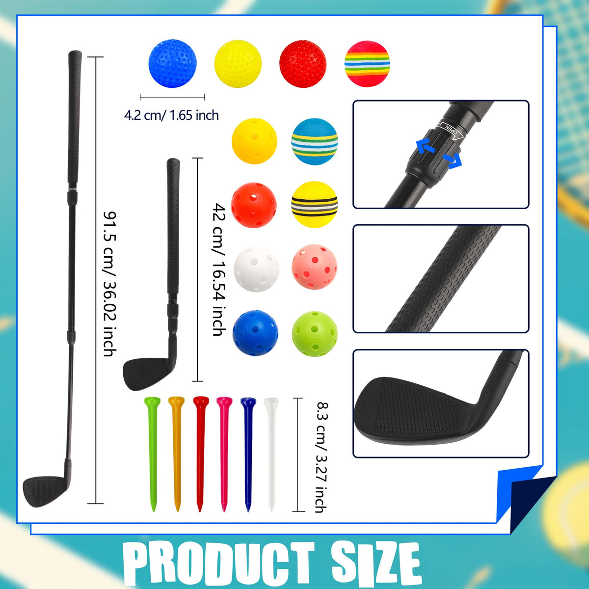 Spaluck golf clubs set with two extendable clubs for family play