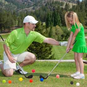 Spaluck portable backyard golf game kit with carrying bag.