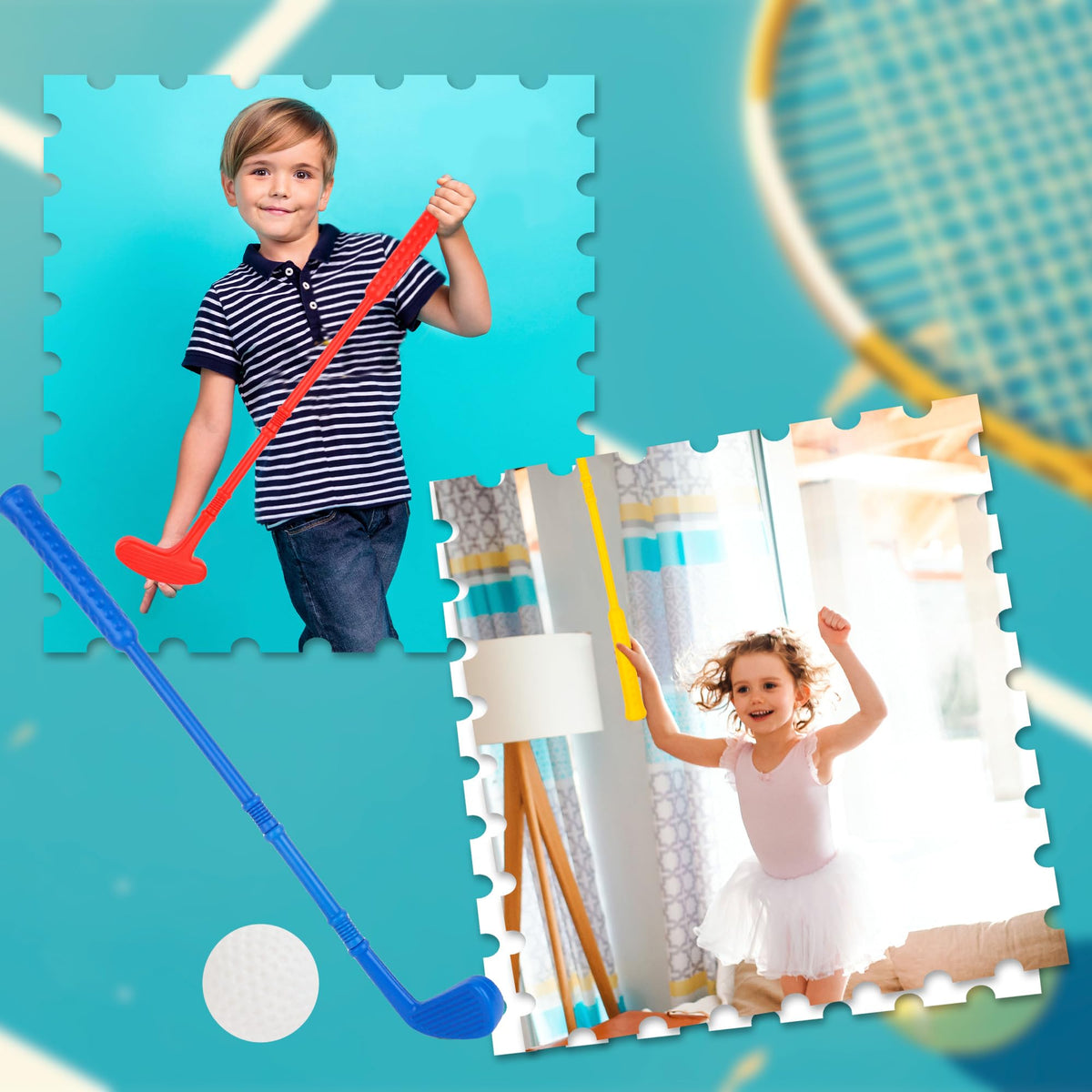 Spaluck Toddlers Plastic Golf Clubs with safety grip and non-slip handles