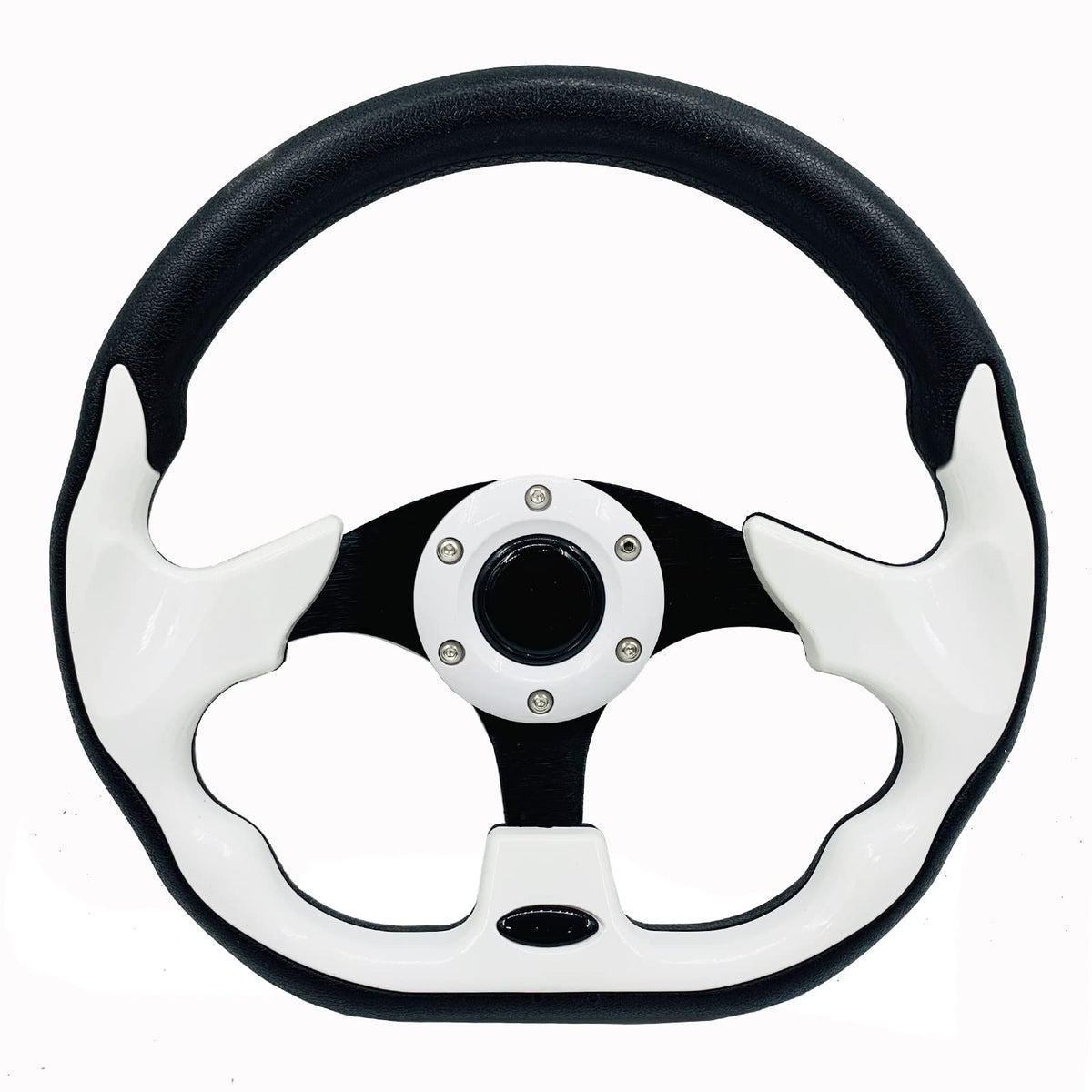 Spaorcco 12.5-inch white steering wheel on Club Car DS offers improved grip and style.