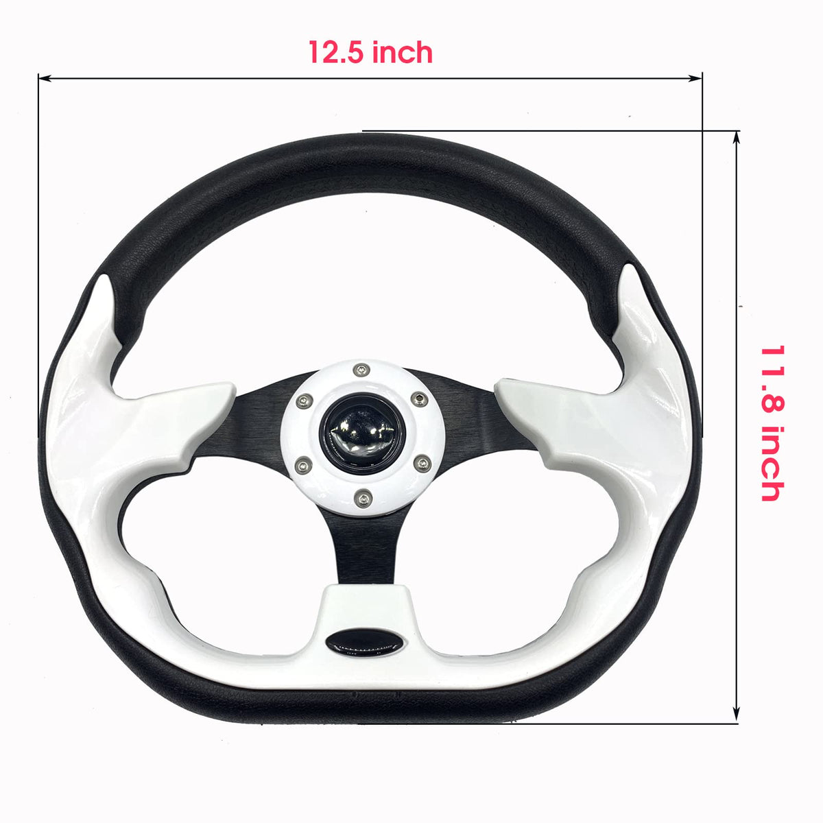 Spaorcco D-shape 12.5-inch white steering wheel increases leg room for comfortable drives.