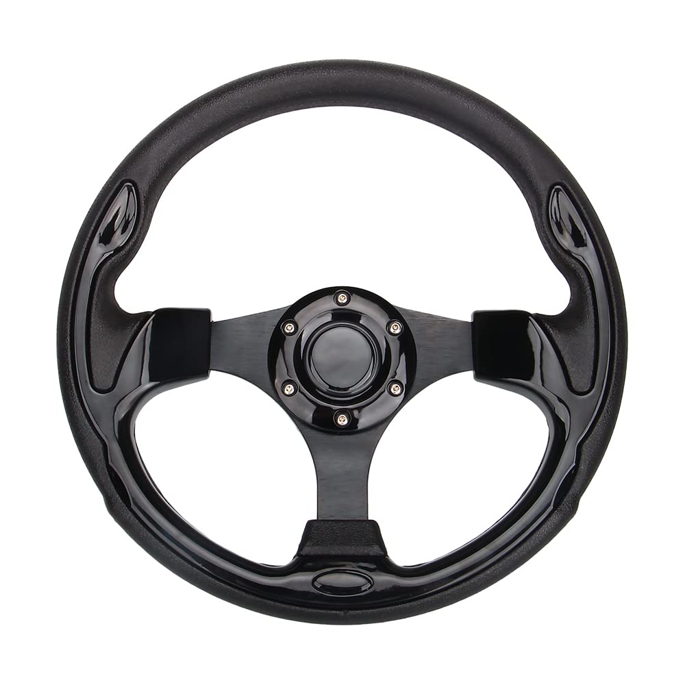 Spaorcco 12.5-inch bright black steering wheel front view with race-style grip for steady control.