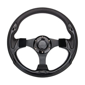 Spaorcco 12.5-inch bright black steering wheel front view with race-style grip for steady control.