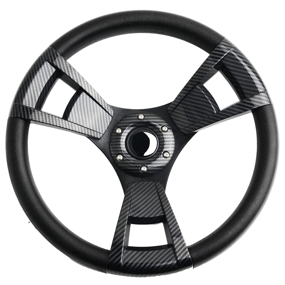 Spaorcco 14-inch carbon fiber steering wheel for golf carts with a smooth grip