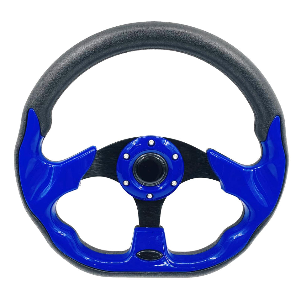 Spaorcco golf cart steering wheel front view shows modern design for EZGO, Club Car, Yamaha.