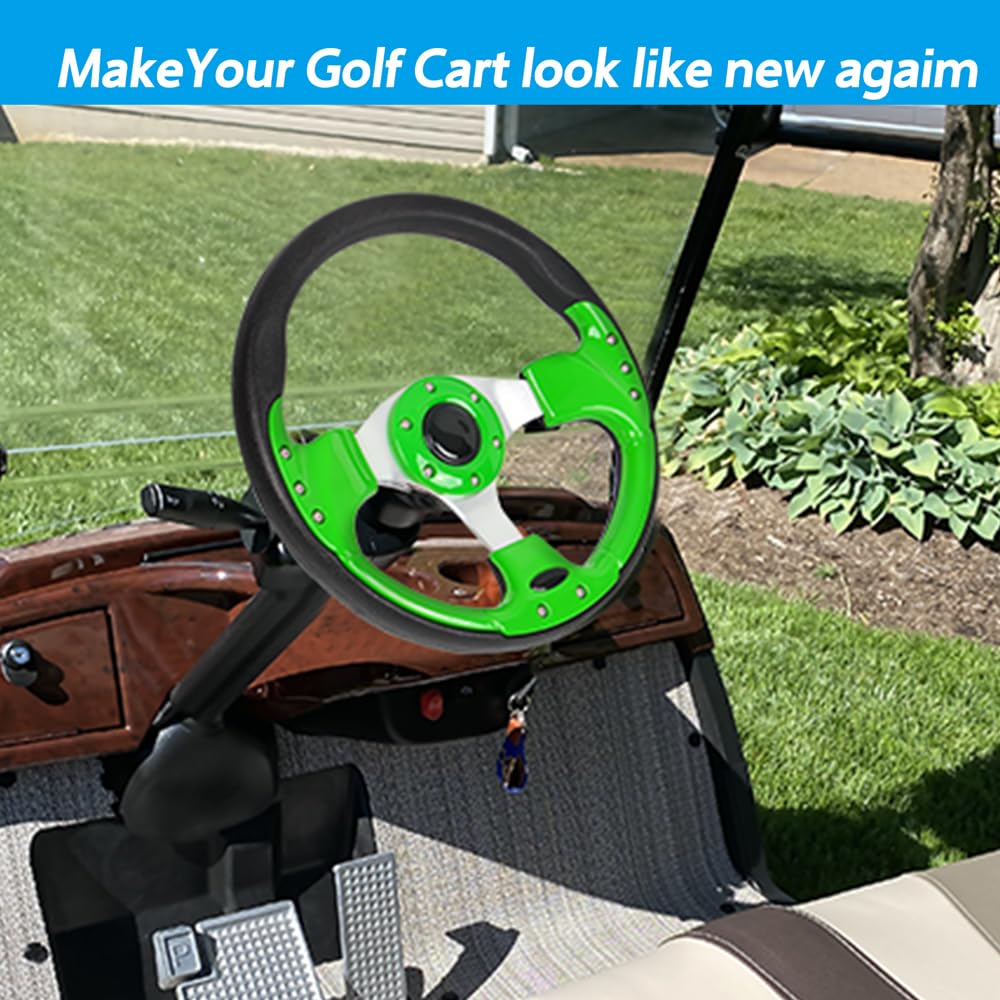 Spaorcco lime green steering wheel installation includes nuts and wrench for quick setup