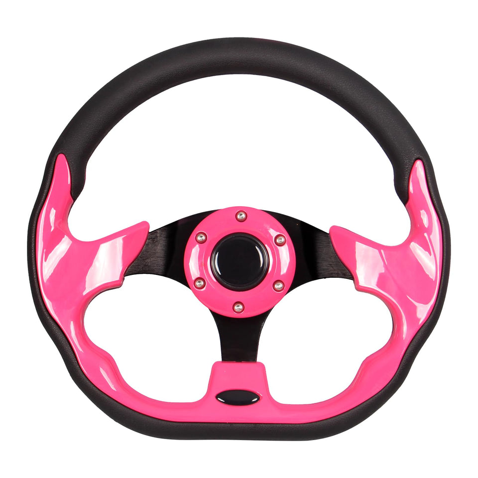 Spaorcco pink 12.5-inch golf wheel offers comfortable steering.