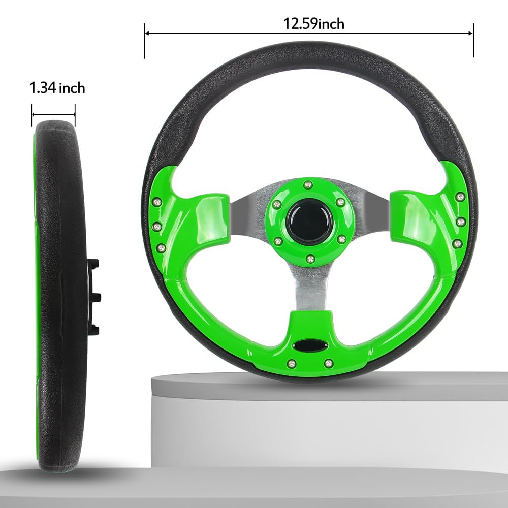 Spaorcco golf cart steering wheel lime green side profile highlights lightweight PVC body