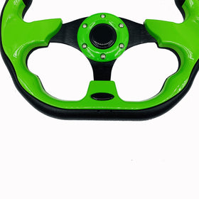 Spaorcco universal green steering wheel D-shape design provides extra leg room