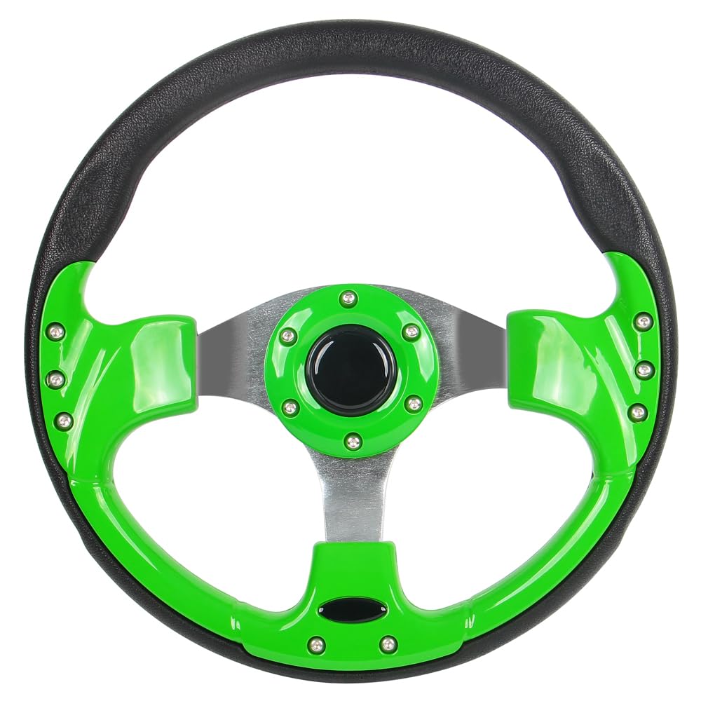 Spaorcco universal steering wheel lime green front view for EZGO adds street-ready style