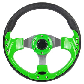Spaorcco universal steering wheel lime green front view for EZGO adds street-ready style