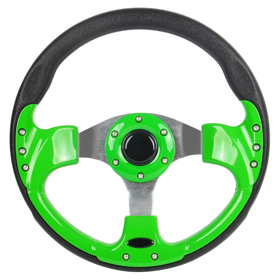 Spaorcco universal steering wheel lime green front view for EZGO adds street-ready style
