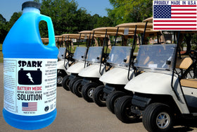 Golf cart battery with SPARK Battery Medic indicating extended life