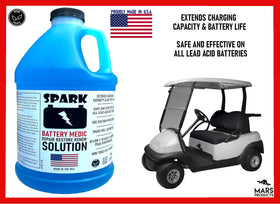 Close-up of SPARK Battery Medic label showing USA-made formula