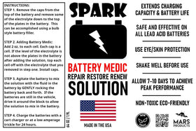 Pour application of SPARK Battery Medic on a battery