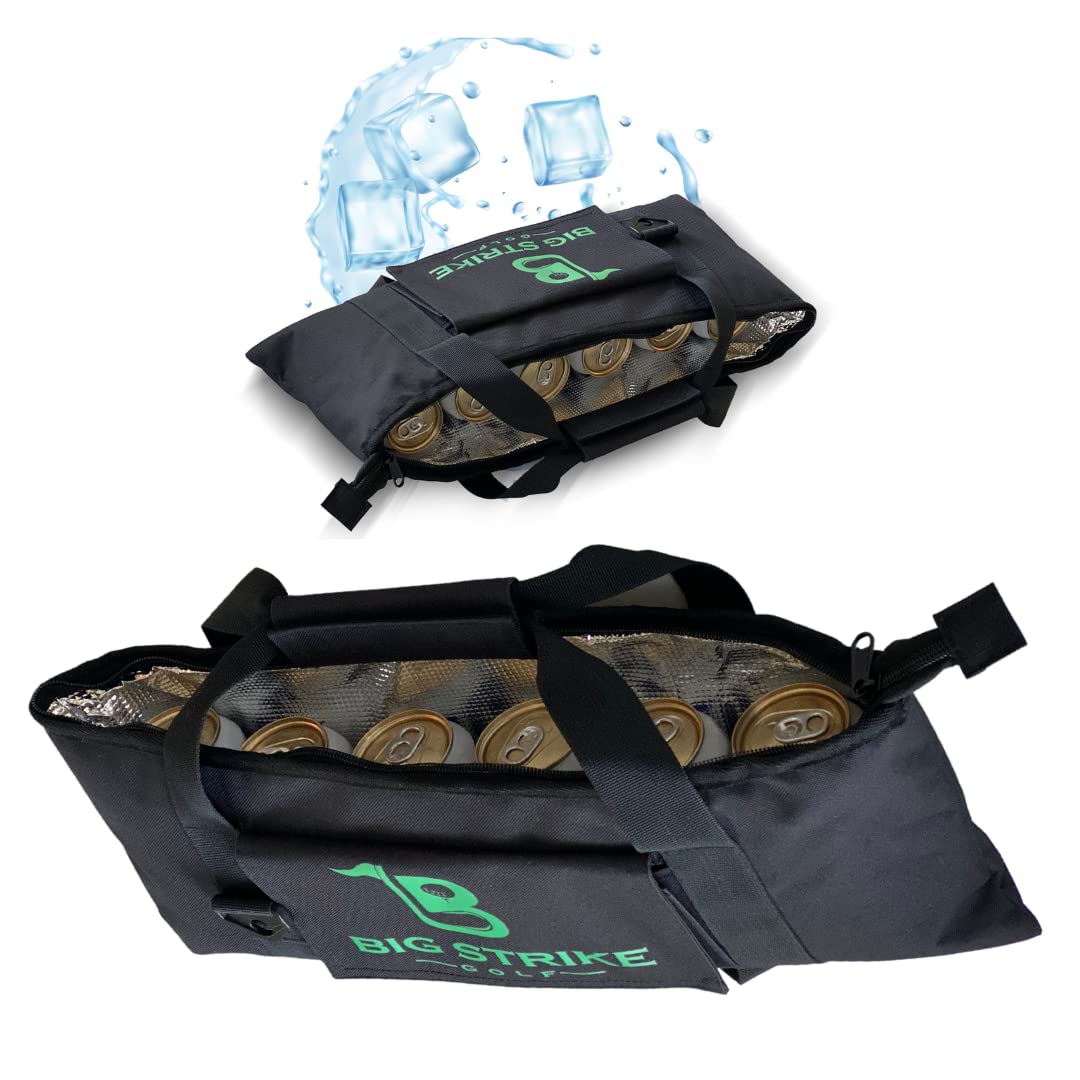 Sparkly Strike Big Strike cooler slides into the side pocket for quick access on the course.