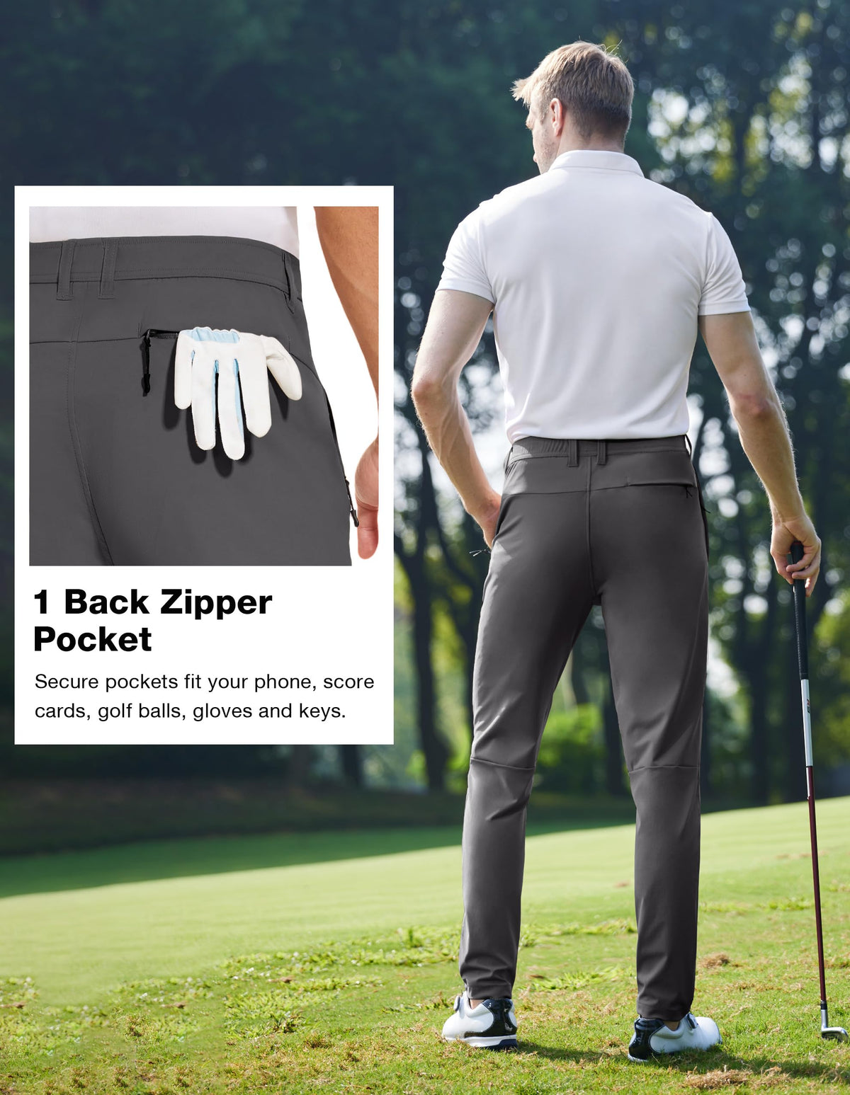 SPECIALMAGIC men's golf pants with slim-fit silhouette for a clean, versatile look.