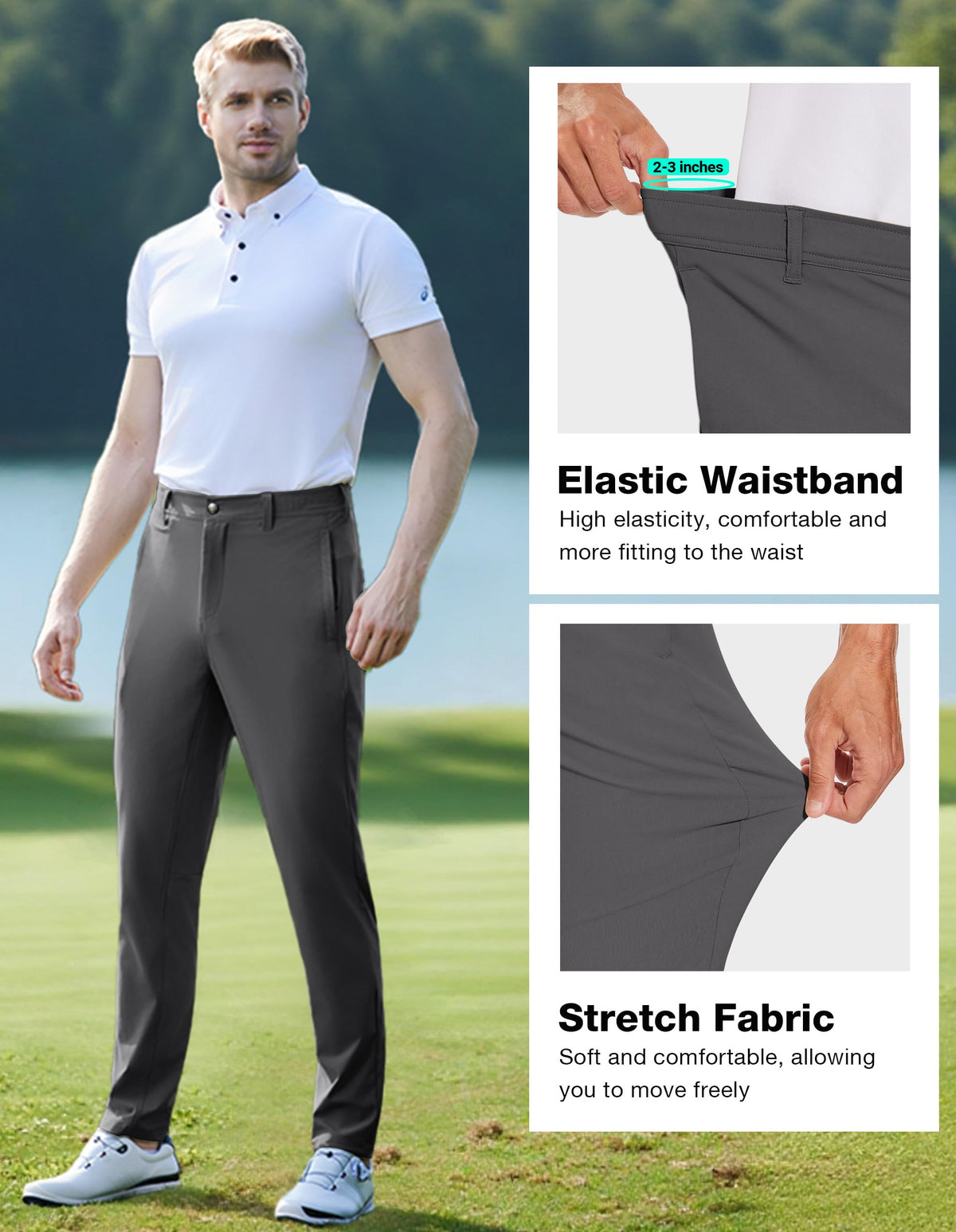 SPECIALMAGIC men's golf pants with zippered pockets keeping valuables secure.