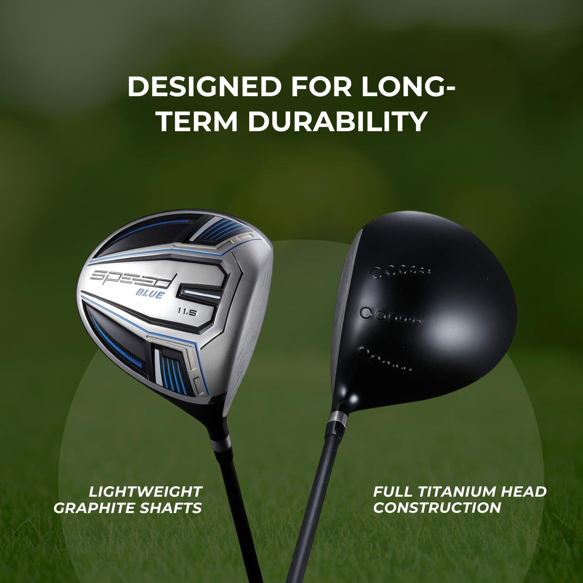 Speed System Golf driver in motion during a swing, signaling speed potential.