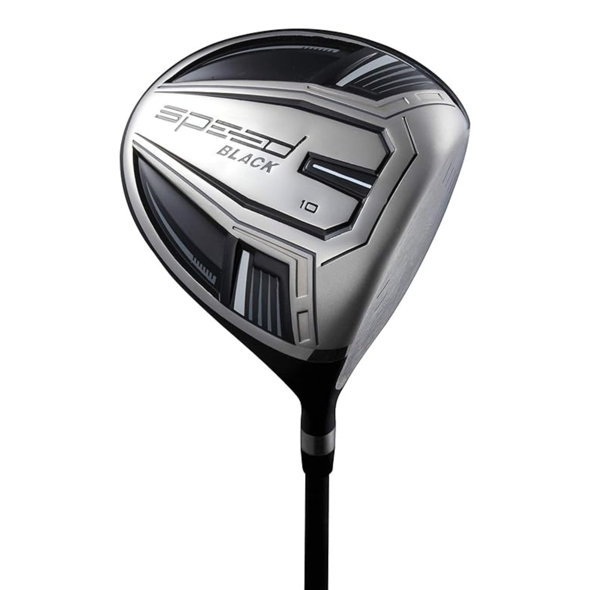 Speed System Golf titanium driver with oversized sweet spot improves forgiveness on mis-hits.