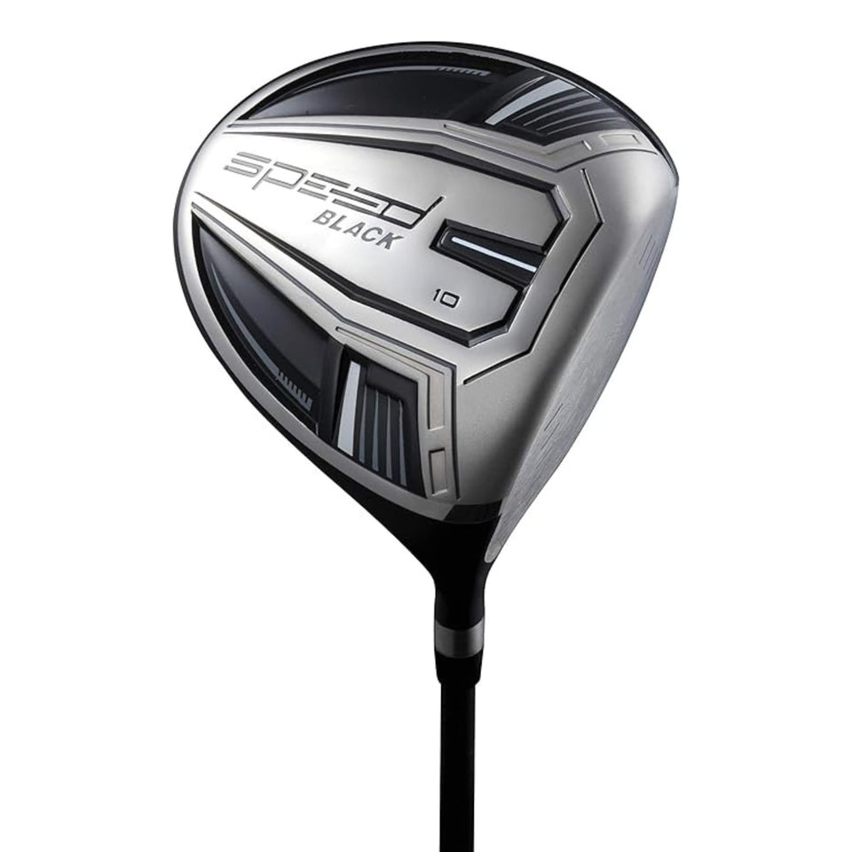 Speed System Golf titanium driver with oversized sweet spot improves forgiveness on mis-hits.