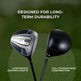 Oversized sweet spot on Speed System Golf driver boosts forgiveness on off-center hits.