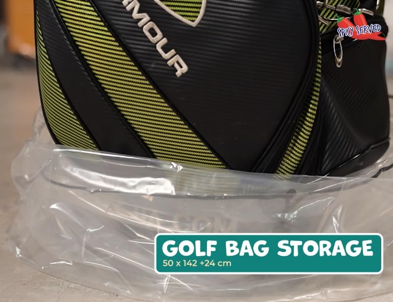 Spicy Served translucent bag for closet organization keeps contents protected.