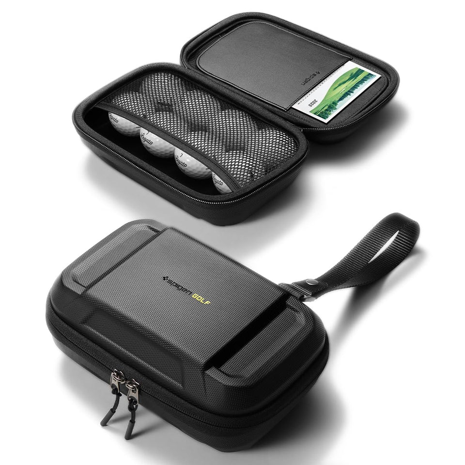 Spigen golf organizer pouch ball-tees-markers neatly arranged for quick access.