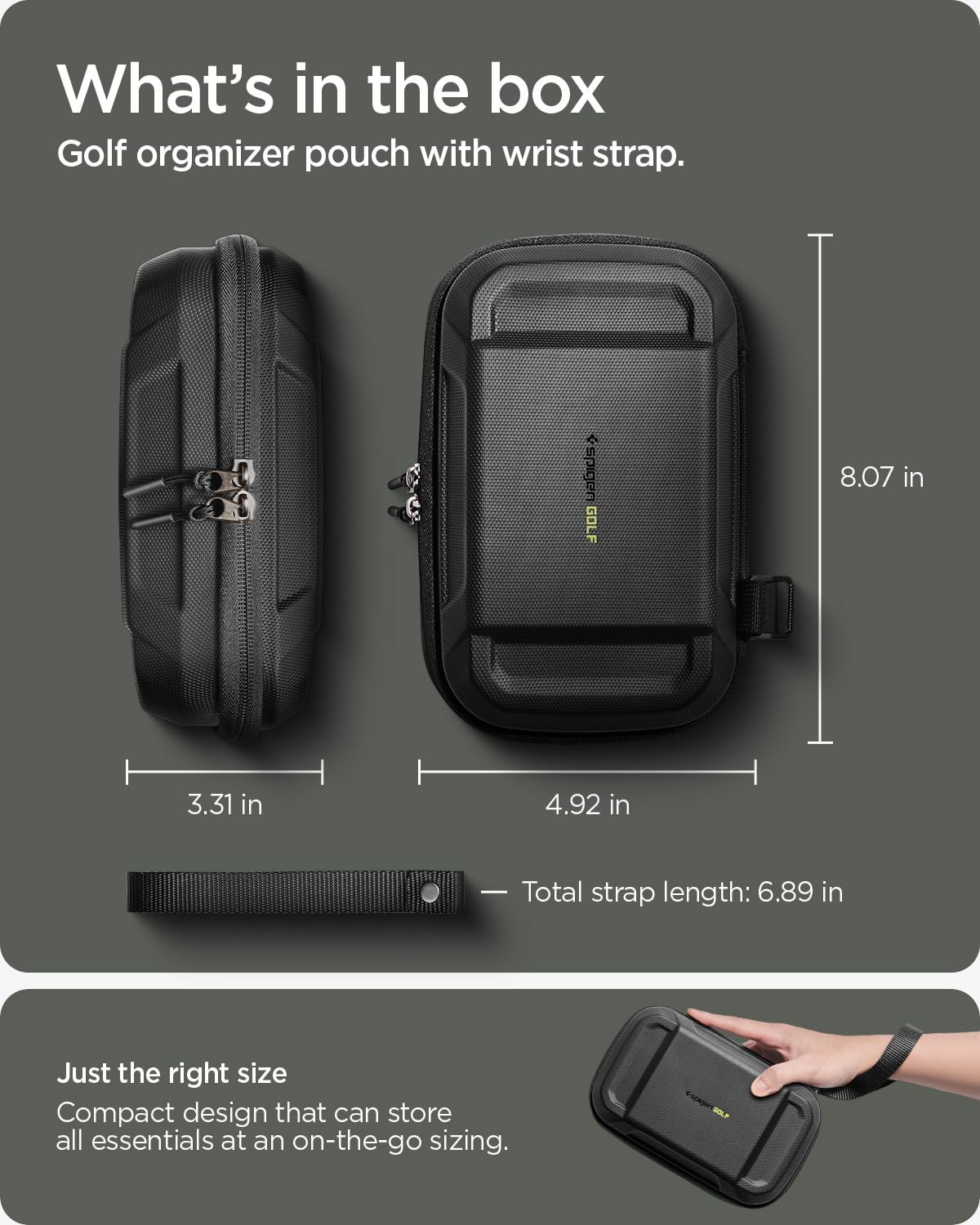 Spigen golf organizer pouch compact-storage emphasizes portability on trips.
